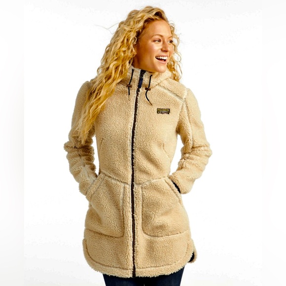 LL Bean Mountain Pile Sherpa Fleece Coat Women’s XS NEW - Picture 1 of 15